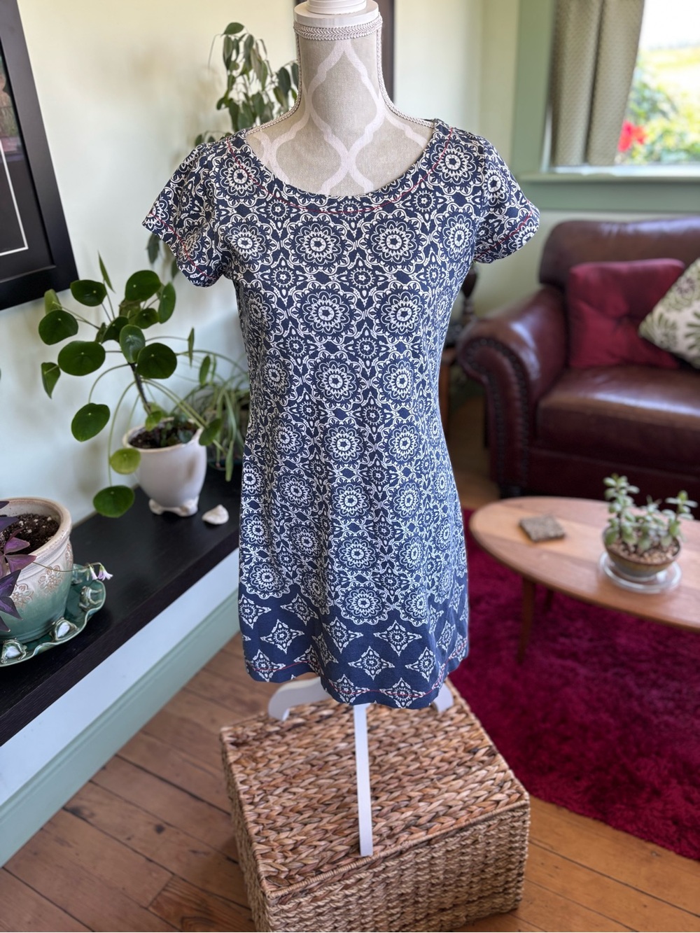 Hadley Printed dress with red stitching~size S
